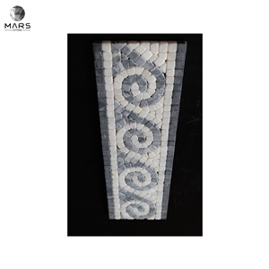 Wholesales Pebbles Polished White Marble Mosaics Border