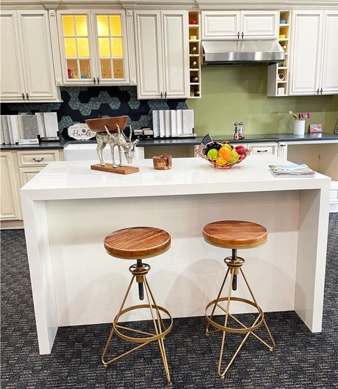 Quartz Double Thin Waterfall Island Top, Kitchen Top