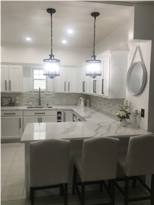 Quartz Double Thin Waterfall Island Top, Kitchen Top
