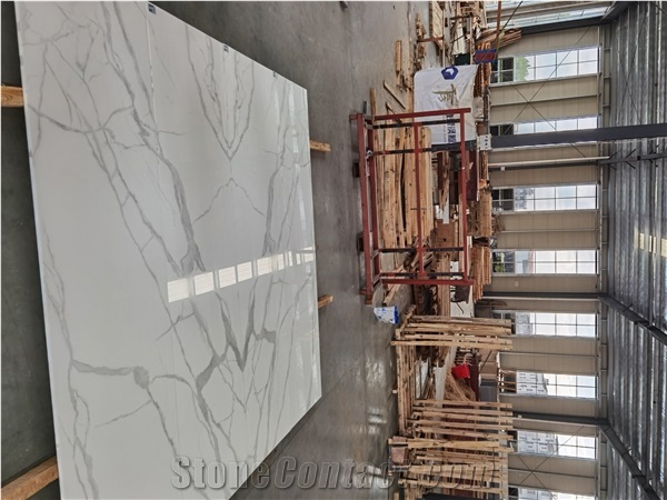 Calacatta Crystallized Stone Slab,Nano Glass Panels Slabs