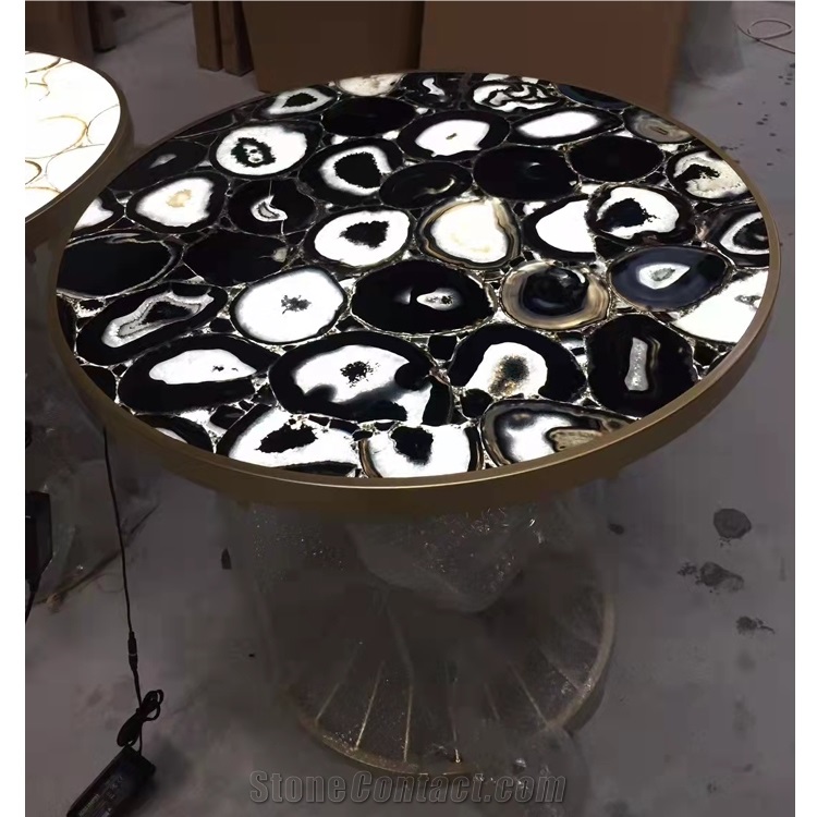 Beautiful Agate Gemstone Round Coffee Table Tops