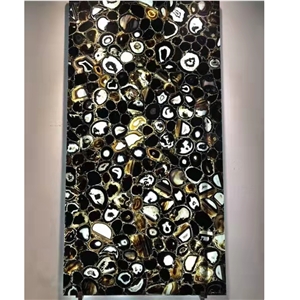 Translucent Black Agate Slab, Semiprecious Stone Wall Panel Price