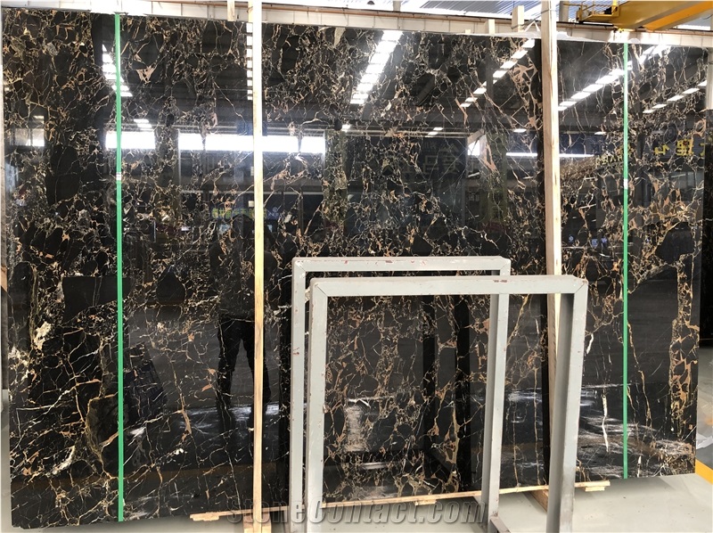 Bashu Bamboo Grain Black Marble Tile Slab
