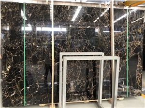 Bashu Bamboo Grain Black Marble Tile Slab