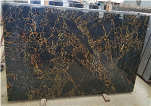 Bashu Bamboo Grain Black Marble Tile Slab