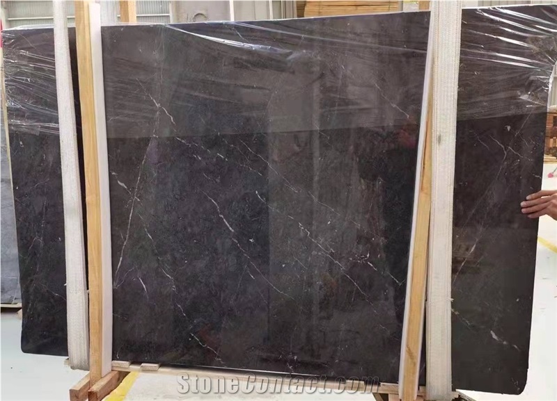 Bashu Bamboo Grain Black Marble Tile Slab