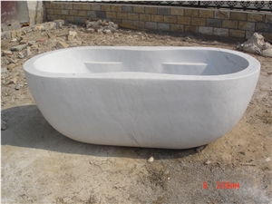 China White Handcarved Natural Marble Solid Surface Bathtub