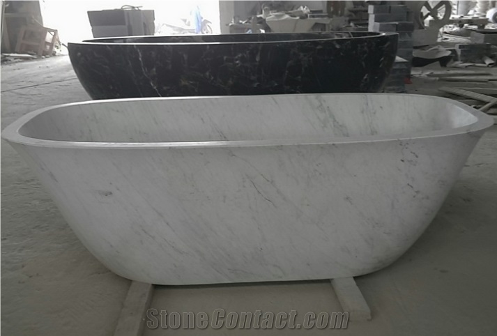 China White Handcarved Natural Marble Solid Surface Bathtub