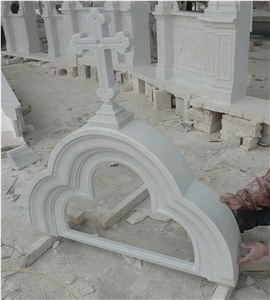 Cross Design White Marble Relief Carving Patterns For Church