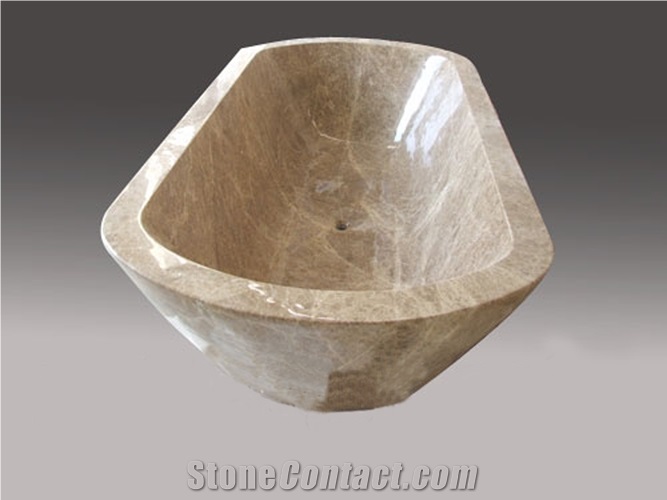 Curve Natural Stone Bath Tubs Beige Cream Marble Bathtubs