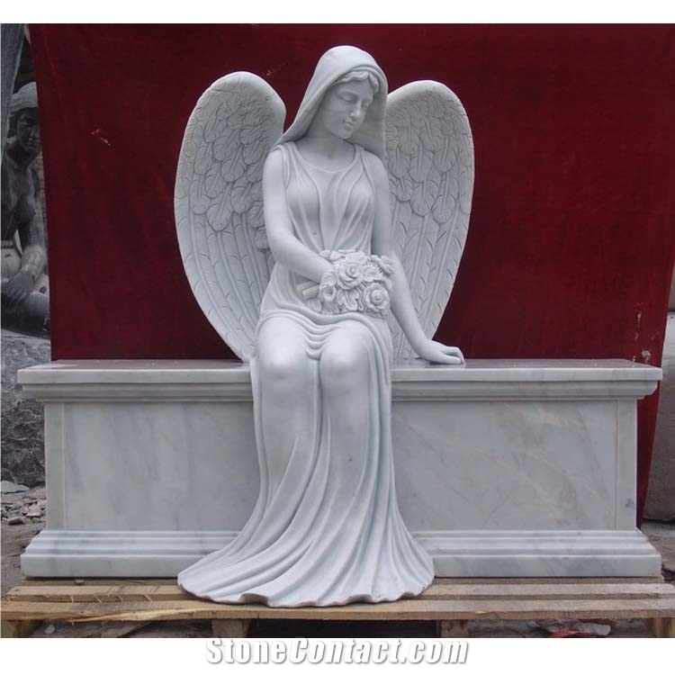 Custom Cheaper White Marble  Western Style Angela  Monument