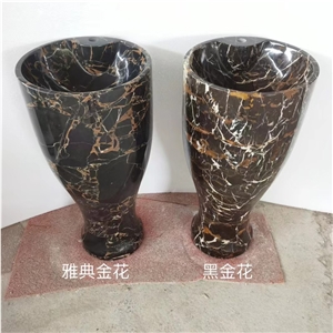 Custom Nice Wine Pedestal Black Portopo Marble Stone Sink