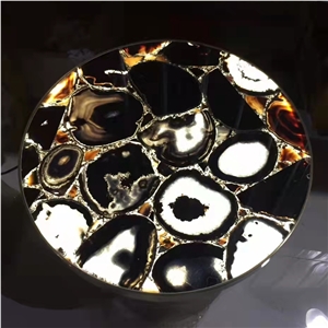 Custom White Agate Gemstone Onyx Table Top Luxury Furniture