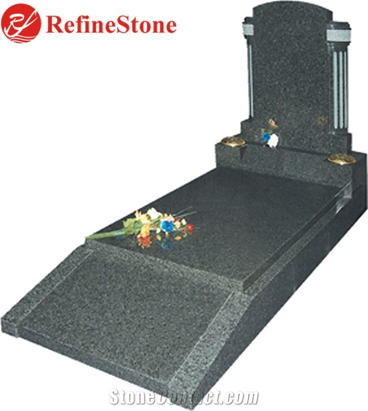 Engraved Blue Pearl Granite Western Style Heart Tombstone