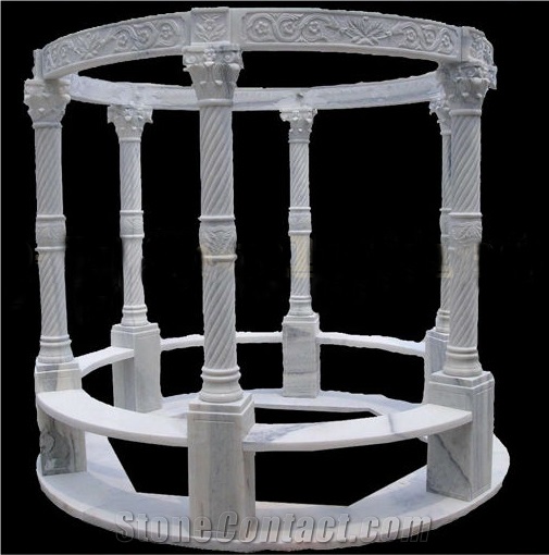 Hand Carved Marble Sculpture Stone Pavilion Gazebo & Pergola