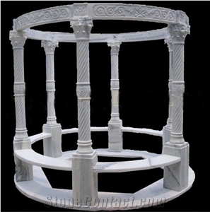 Hand Carved Marble Sculpture Stone Pavilion Gazebo & Pergola