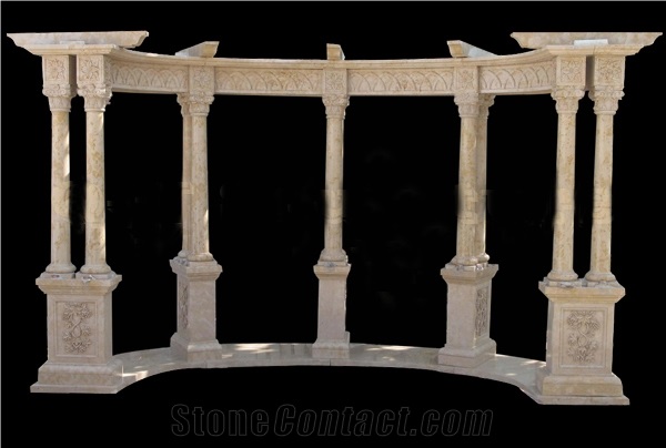 Hand Carved Marble Sculpture Stone Pavilion Gazebo & Pergola