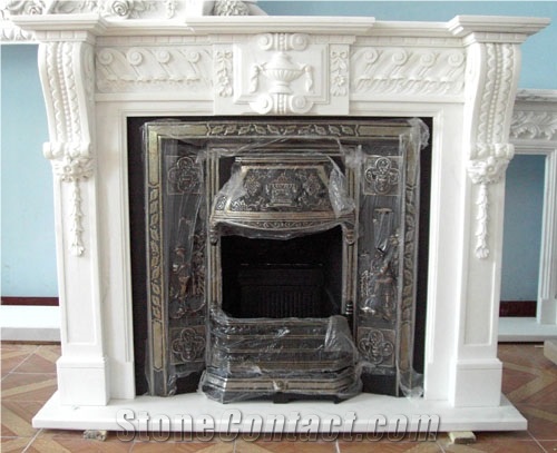 Hand Carved White Marble Fireplace Luxury Italian Mantel