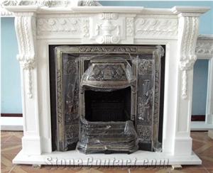 Hand Carved White Marble Fireplace Luxury Italian Mantel