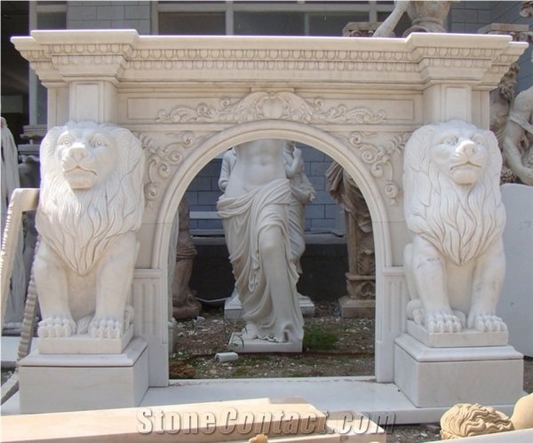 Hand Carved White Marble Fireplace Luxury Italian Mantel