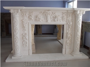 Hand Carved White Marble Fireplace Luxury Italian Mantel