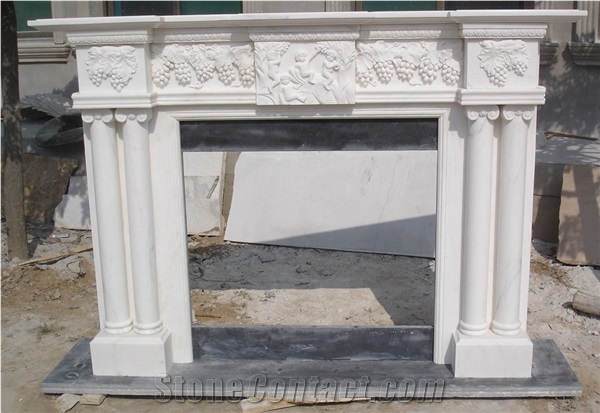 Hand Carved White Marble Fireplace Luxury Italian Mantel