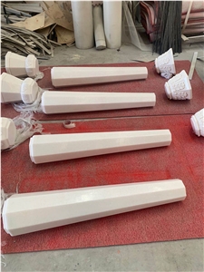 High Polished Vietnam Crystal White Marble Column Pillars