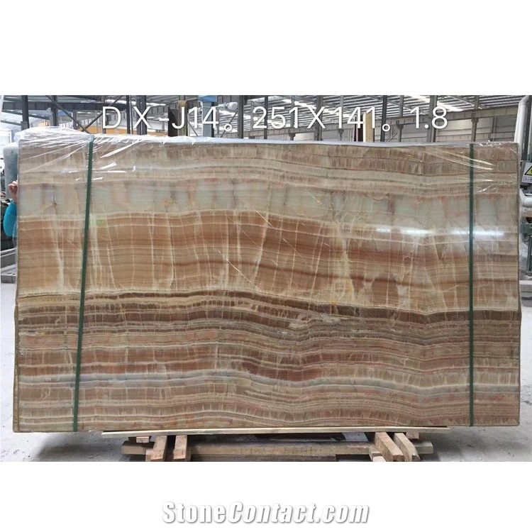 Hot Sale Natural Cheaper  Wooden Onyx Slab On The Wall 