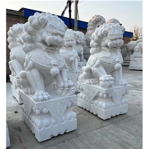 Hot Sale Wholesale Custom White Marble Lion Sculpture 