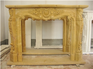 Interior Decoration Beige Insert Marble Fireplace Surround