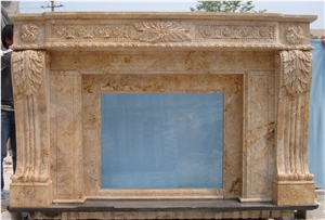 Interior Decoration Beige Insert Marble Fireplace Surround
