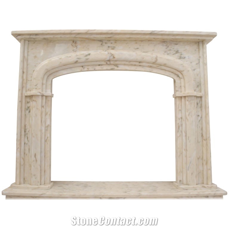 Ivory Italian Marble Fireplace Surround & Fireplace Hearth