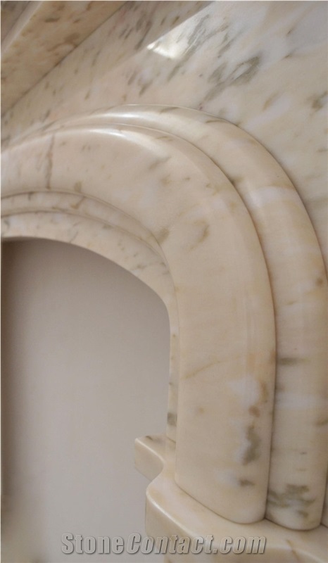Ivory Italian Marble Fireplace Surround & Fireplace Hearth
