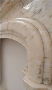 Ivory Italian Marble Fireplace Surround & Fireplace Hearth