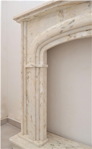 Ivory Italian Marble Fireplace Surround & Fireplace Hearth