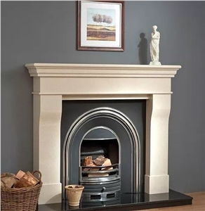 Ivory Italian Marble Fireplace Surround & Fireplace Hearth