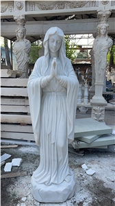 Life-Size Blessed Virgin Mary With Baby Jesus Statue Marble