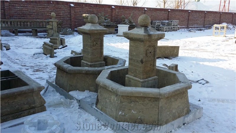 Limestone Marble Garden Water Fountain For Sale
