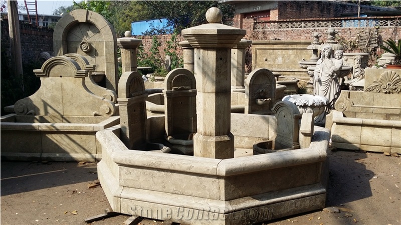 Limestone Marble Garden Water Fountain For Sale