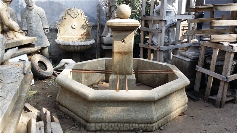 Limestone Marble Garden Water Fountain For Sale