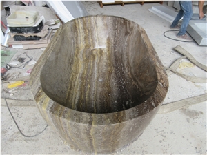 Luxury Beige Marble Solid Surface Bathtubs