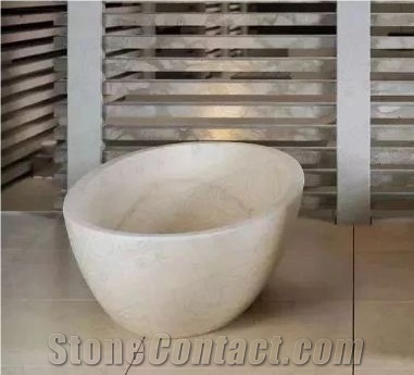 Luxury Beige Marble Solid Surface Bathtubs