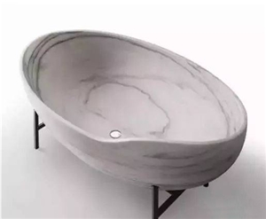 Luxury Beige Marble Solid Surface Bathtubs