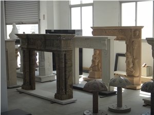 Marble Fireplace Hand Carved Red Marble Fireplace