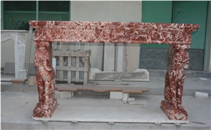 Marble Fireplace Hand Carved Red Marble Fireplace