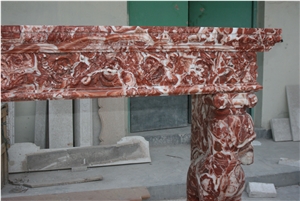 Marble Fireplace Hand Carved Red Marble Fireplace