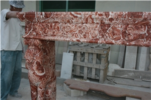 Marble Fireplace Hand Carved Red Marble Fireplace