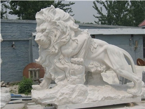 Natural Stone Animals Sculpture Marble Lion Statue