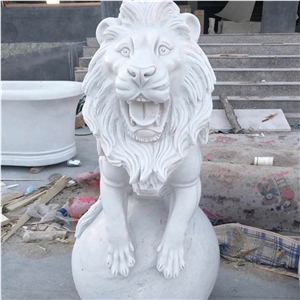 Natural Stone Animals Sculpture Marble Lion Statue