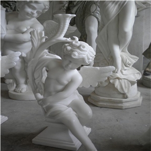 Natural Stone Hand Carved Marble Angle Statue